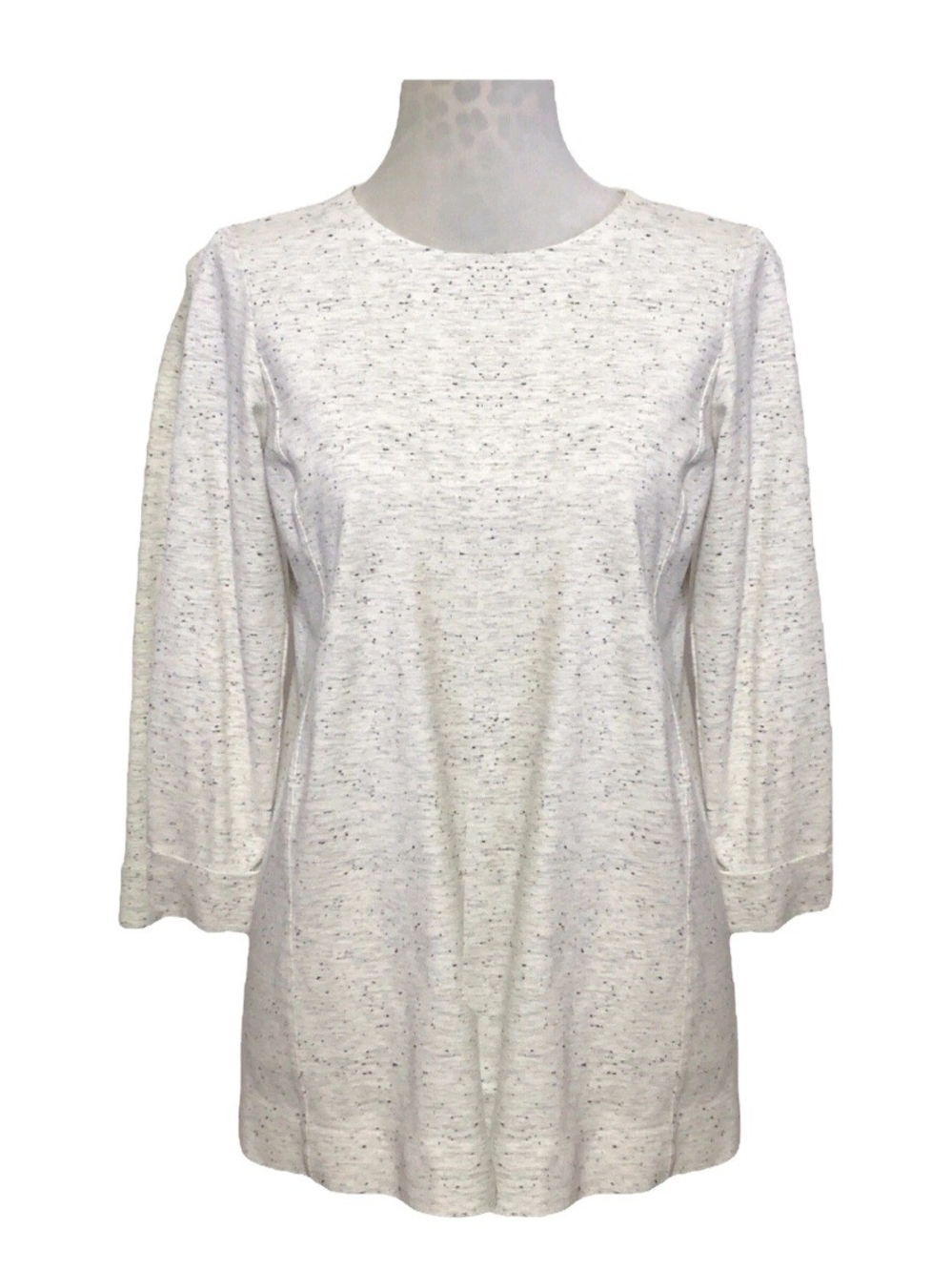 J. Jill Cream/Gray Speckled Ponte Knit Button-Back Tunic Lagenlook Top S